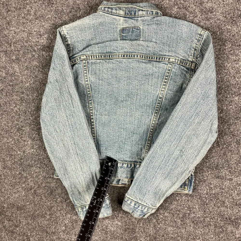 Levi‎ Strauss Jacket Girls M Blue Denim Button Front Trucker Jean Western Style